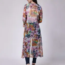 Scorpius Multicolor Floral Print Long Shrug image 2