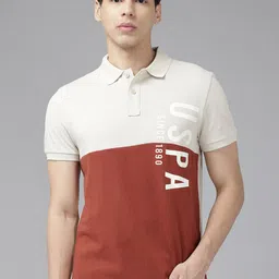 U.S. Polo Assn. Denim Co. Colourblocked Polo Collar Pure Cotton Slim Fit T-shirt-picture-21