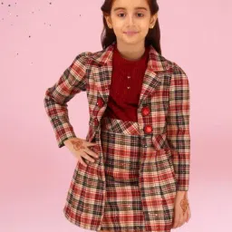 Cutecumber Girls Maroon Dress With Shrug-image-9