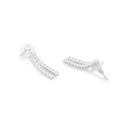 Zaveri Pearls Silver Tone Diamonds Minimal Necklace & Earring Set-ZPFK17614 image 4