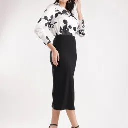 Fablestreet White & Black Floral Print Shirt image 4