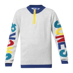 Jack & Jones Junior Glacier Grey Cotton Printed Full Sleeves Sweater image 4