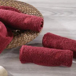 Maspar Maroon Cotton 550 GSM Face Cloths - Set of 4-image-22