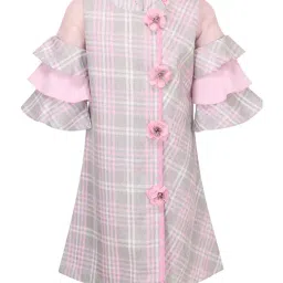 Cutecumber Kids Pink & Grey ChecksDress-image-46