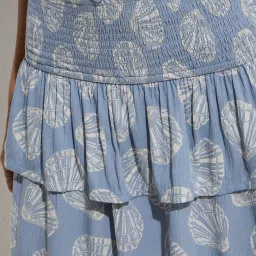 nuon women Nuon by Westside Dusty Blue Shell Pattern Tiered High-Rise Skirt image 4