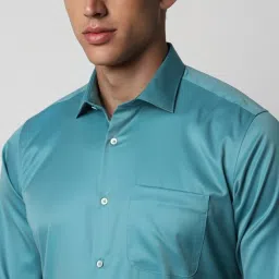 Van Heusen Blue Cotton Regular Fit Shirt image 4