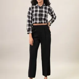 BUYNEWTREND Black Check Shirt image 4