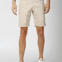 Peter England Beige Cotton Regular Fit Texture Shorts-image-25