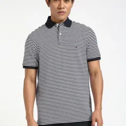 Tommy Hilfiger Sky Blue & White Cotton Regular Fit Striped Polo T-Shirt-picture-24
