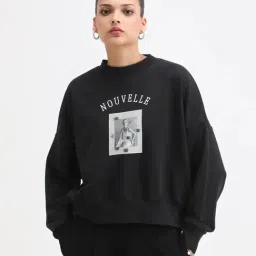 RAREISM Black Cotton Graphic Sweatshirt-picture-36