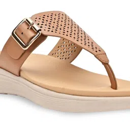 Rocia by Regal Women's Tan T-Strap Wedges image 4