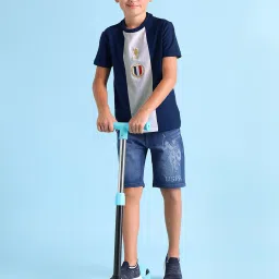 U.S. Polo Assn. Kids Blue & White Color Block T-Shirt image 4