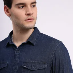 Lee Indigo Blue Regular Fit Cotton Denim Shirt image 4
