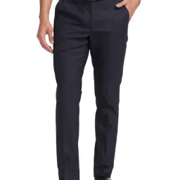 Park Avenue Dark Grey Super Slim Fit Checks Trousers-image-21