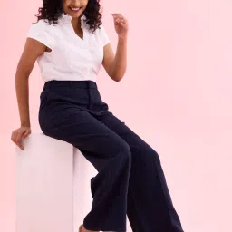 Go Colors! Navy Mid Rise Flared Pants image 4