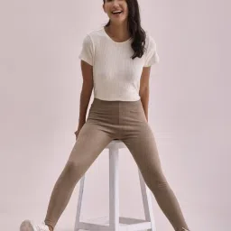 Go Colors! Beige Mid Rise Leggings image 4