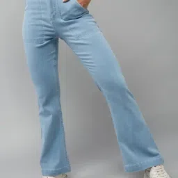 DOLCE CRUDO Light Blue Bootcut High Rise Jeans-image-52