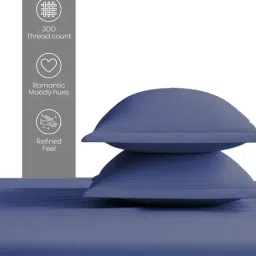 Haus & Kinder Blue 100% Cotton 300 TC Ultra Soft King Flat Bedsheet with 2 Pillow Covers image 4