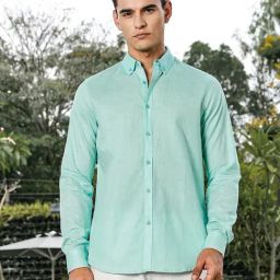 Thomas Scott Sea Green Slim Fit Solid Shirt-picture-48