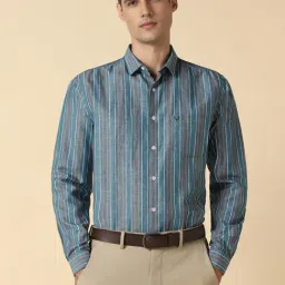 Allen Solly Green Slim Fit Striped Shirt-picture-10