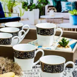 SONAKI White Bone China Tea & Coffee Mugs (180ml) - Set of 6-picture-21