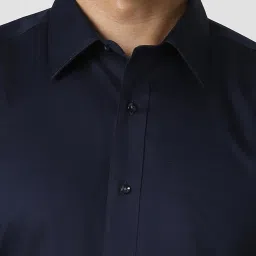 Van Heusen Navy Cotton Regular Fit Shirt image 4