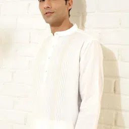 Fabindia Off White Cotton Comfort Fit Striped Kurta image 4
