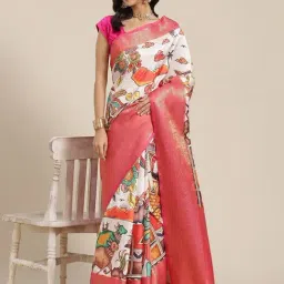 Silk Land Silk White & Pink Woven Saree With Unstitched Blouse-picture-28