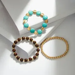 Accessorize London Wooden Beaded Stretch Bracelet - Set of 3-image-42