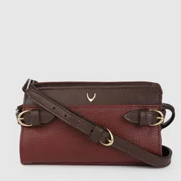Hidesign Burgundy Leather Structured Sling Bag-picture-30