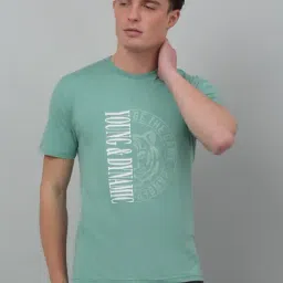 Cantabil Light Green Regular Fit Printed T-Shirt-image-8