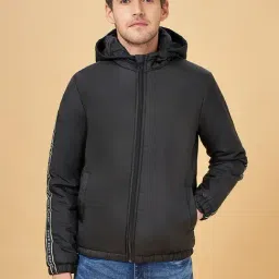 Yu By Pantaloons Black Regular Fit Hooded Jacket-image-8