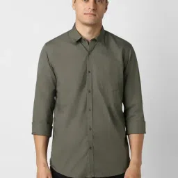 Peter England Green Slim Fit Shirt-picture-20