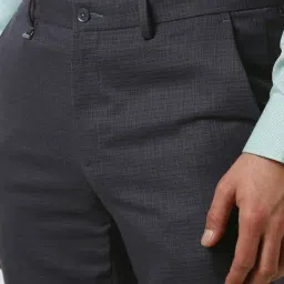 Van Heusen Grey Slim Fit Checks Trousers image 4
