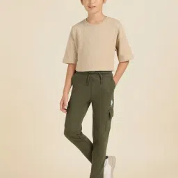 U.S. Polo Assn. Kids Boys Green Solid Pure Cotton Track Pants-picture-25