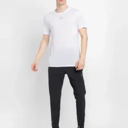 Adidas White Regular Fit Self Pattern Sports T-Shirt image 4