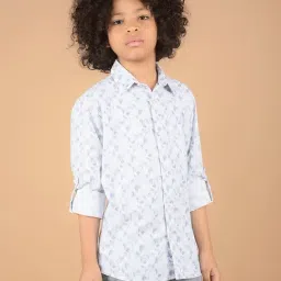 Crimsoune Club Boys Blue Cotton Printed Shirt-image-89