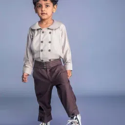 BAYA COUTURE Kids Peach Solid Regular Fit Top & Pants-image-14