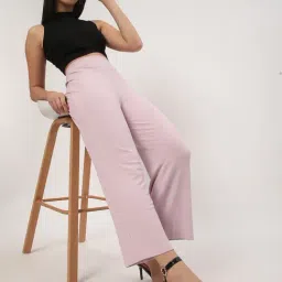R&B Lilac Viscose Relaxed Fit High Rise Trousers image 3