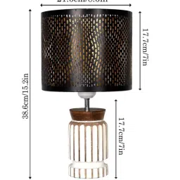 homesake Retro Farmhouse Table Lamp Rustic Linen Carved Wood Cylinder with Peacock & Fowl Bedside Decor image 5