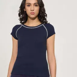 Ajile By Pantaloons Navy Slim Fit Sports T-Shirt-image-90