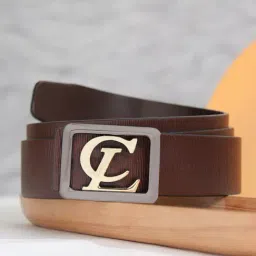 Carlton London Brown Leather Textured Casual Belt for Men-picture-10