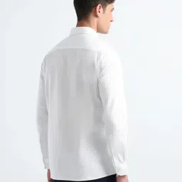 Arrow Snow White Cotton Regular Fit Self Pattern Shirt image 2