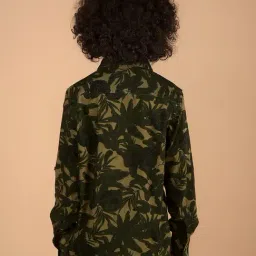 Crimsoune Club Boys Green Cotton Floral Shirt image 2