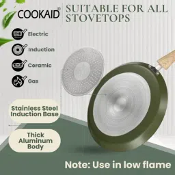 Cookaid ?Olive Green Aluminium Velora Series Non Stick Ceramic Dosa Tawa - Set of 2 image 3