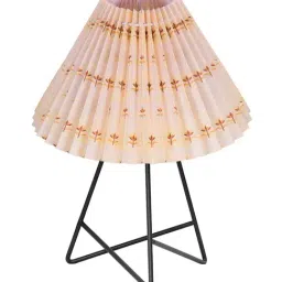 homesake Retro Matte Black Metal Table Lamp with Floral Petal Pleated Fabric Shade image 3