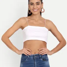 COLOR CAPITAL White Cotton Slim Fit Tube Top-picture-12