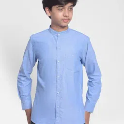 Crimsoune Club Kids Blue Solid Full Sleeves Shirt-image-49
