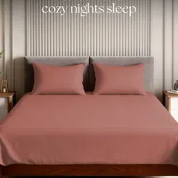 Haus & Kinder Orange 100% Cotton 300 TC Ultra Soft King Flat Bedsheet with 2 Pillow Covers image 3