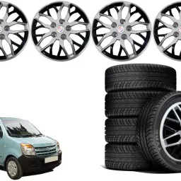 Auto Pearl ViSB25 R13 33.02 cm (13 Inch) Press Type Wheel Hubcap with Retention Ring Glossy Silver Black Wheel Cover for Maruti WagonR (Set of 4)-picture-20
